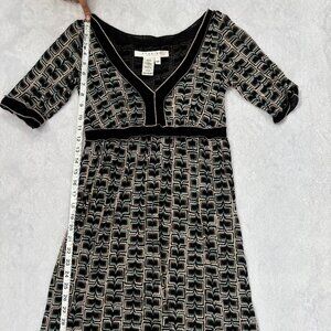 Max Studio Petite XSP Geometric Empire Waist A-Line Dress